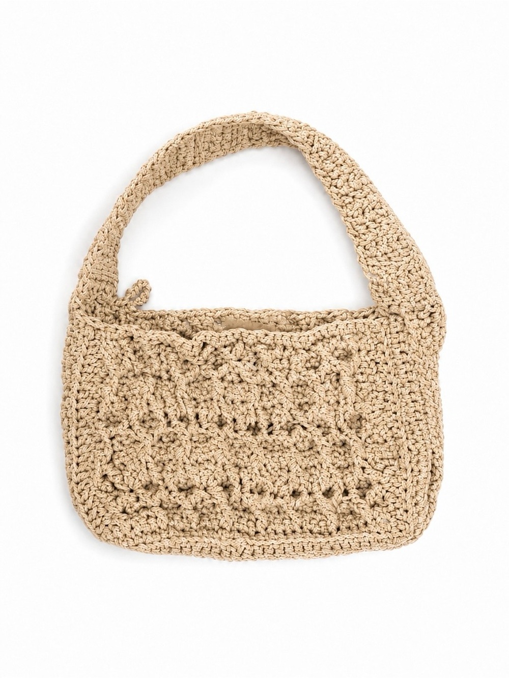 Tan Crochet Shoulder Bag | Boho Y2K Handbag